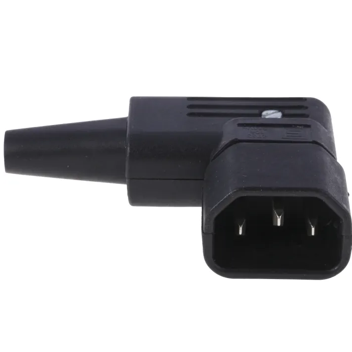 Conector alimentacion C14 IEC acodado macho  Negro