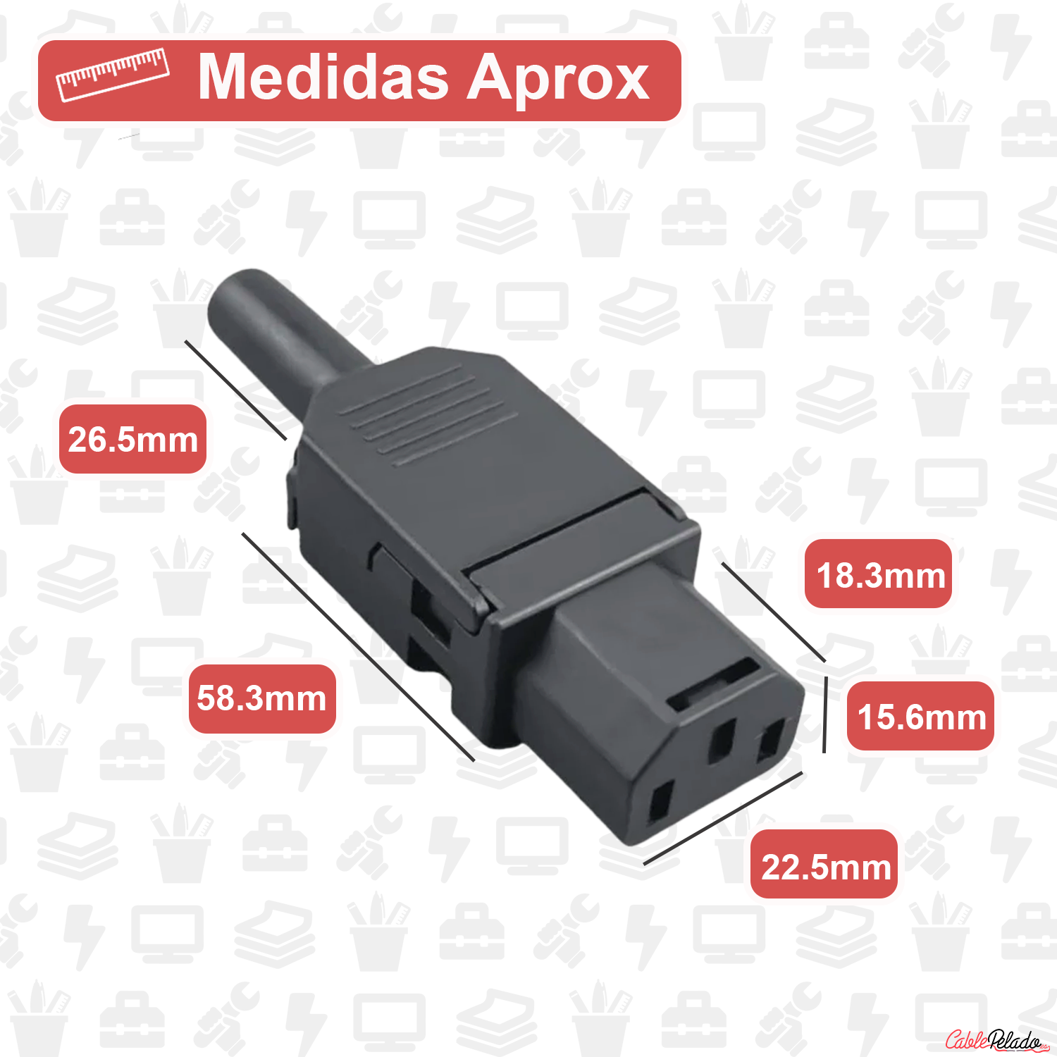 Conector Alimentacion C14 Macho 10 A 250V Montaje Rapido  Negro