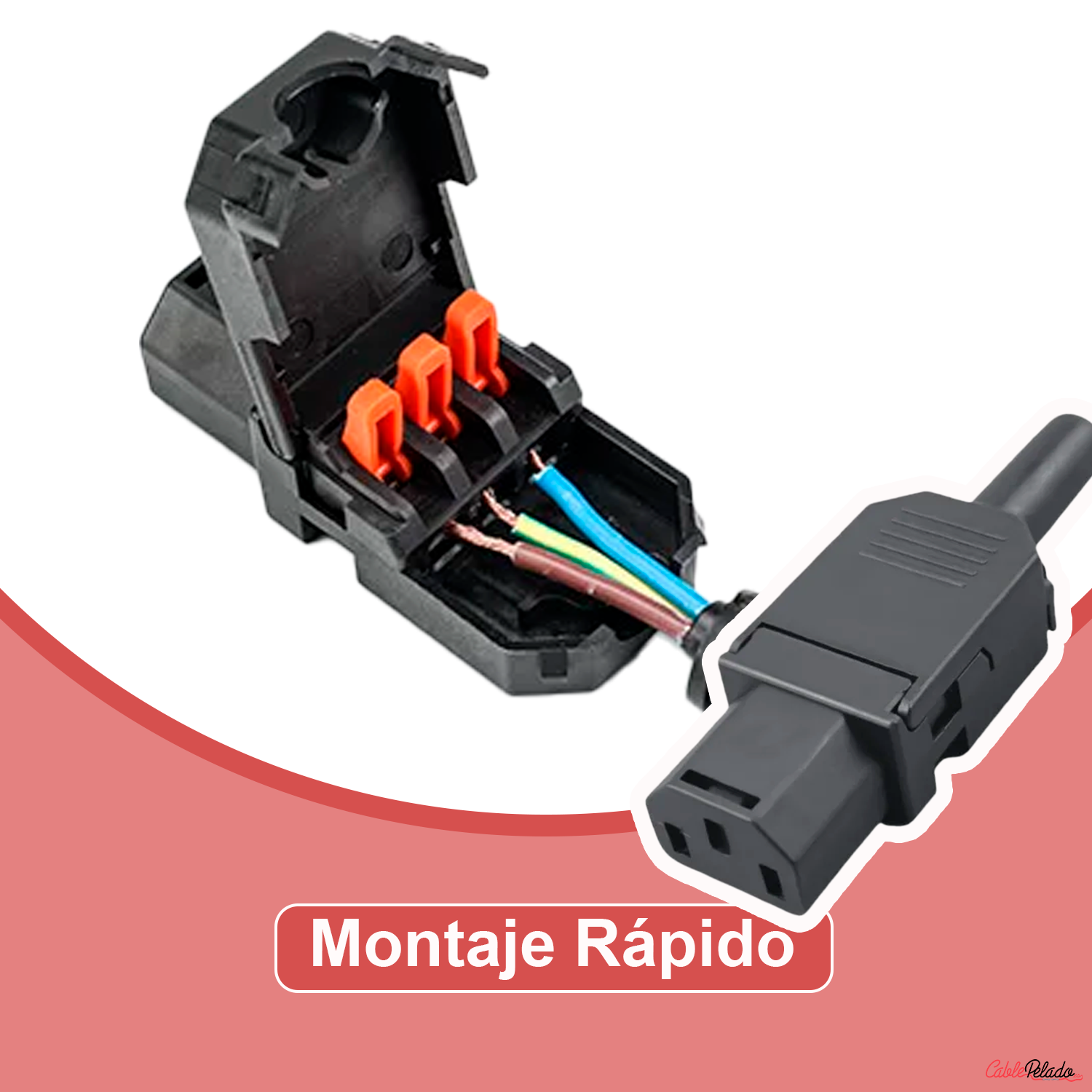 Conector Alimentacion C14 Macho 10 A 250V Montaje Rapido  Negro
