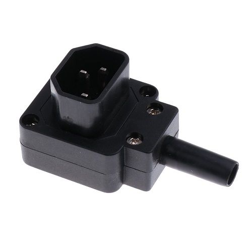 Conector alimentacion C14 macho angular  Negro 10 A