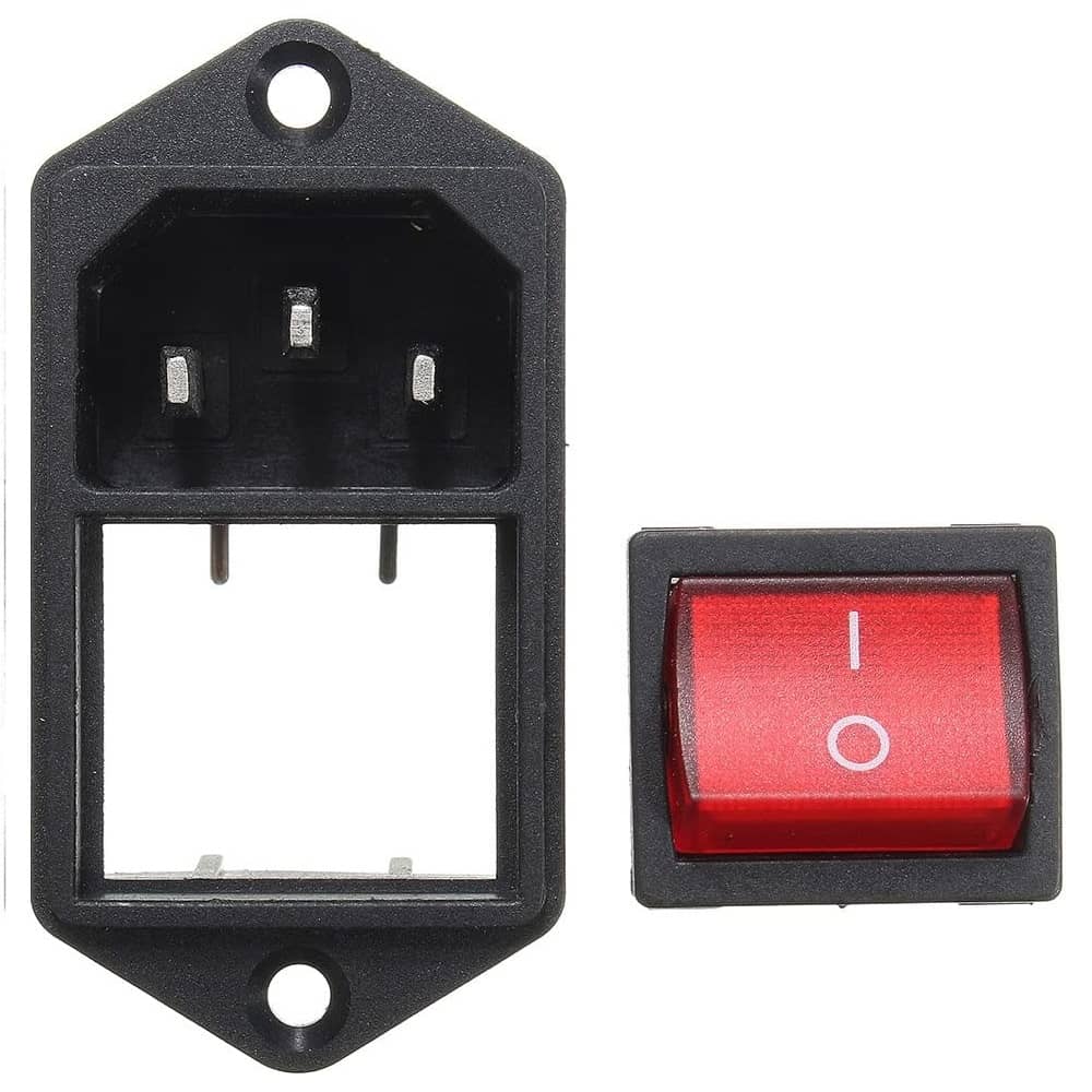 Conector alimentacion IEC320 C14 AC 250V 10A  Rojo