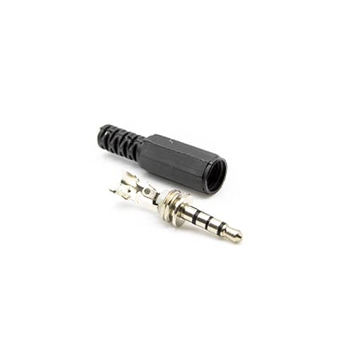 Conector audio jack 4 pines macho 3.5 mm estereo  Negro