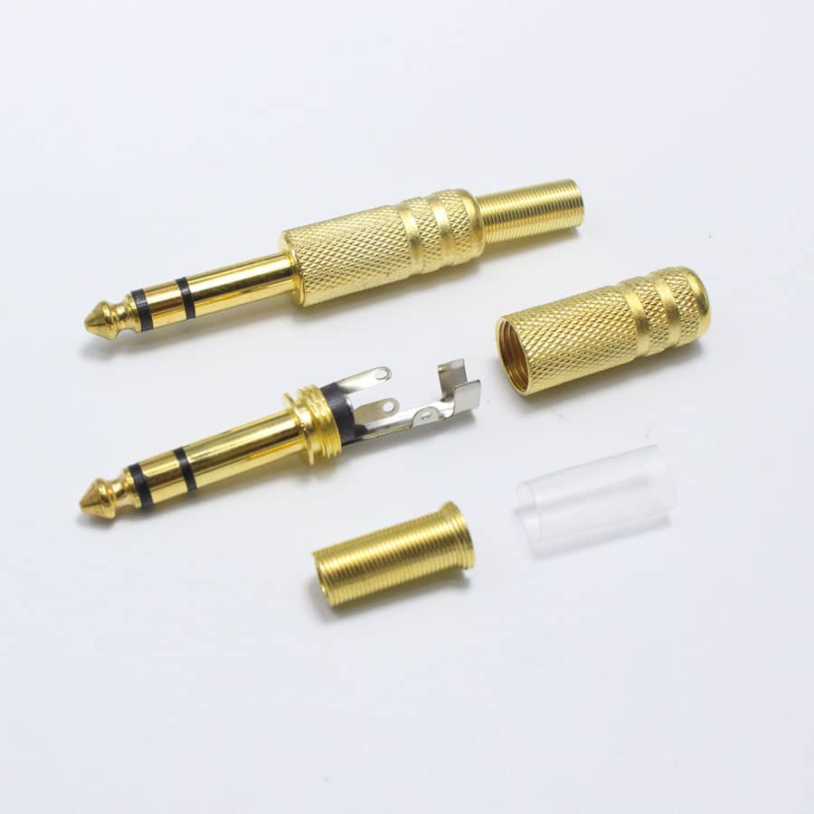 Conector audio jack 6.35 mm estereo  Dorado