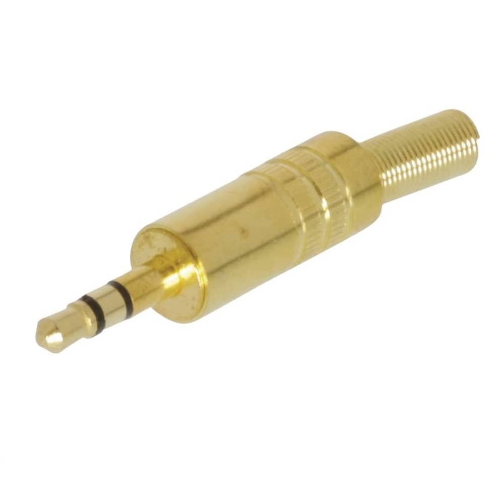 Conector audio jack macho 3.5 mm estereo  Dorado