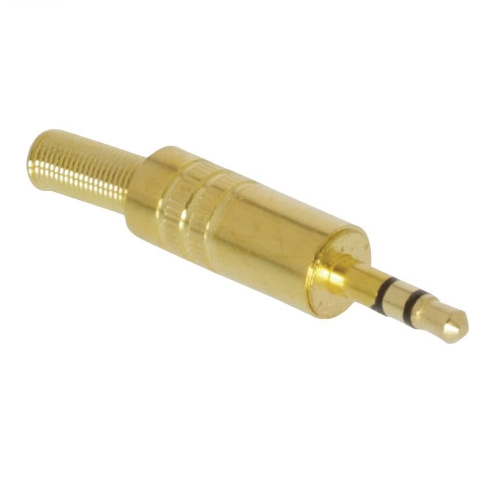 Conector audio jack macho 3.5 mm estereo  Dorado