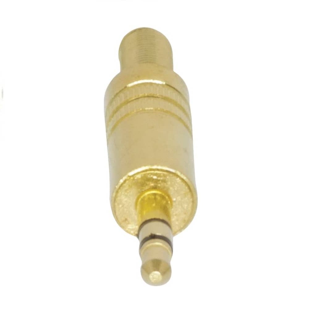 Conector audio jack macho 3.5 mm estereo  Dorado