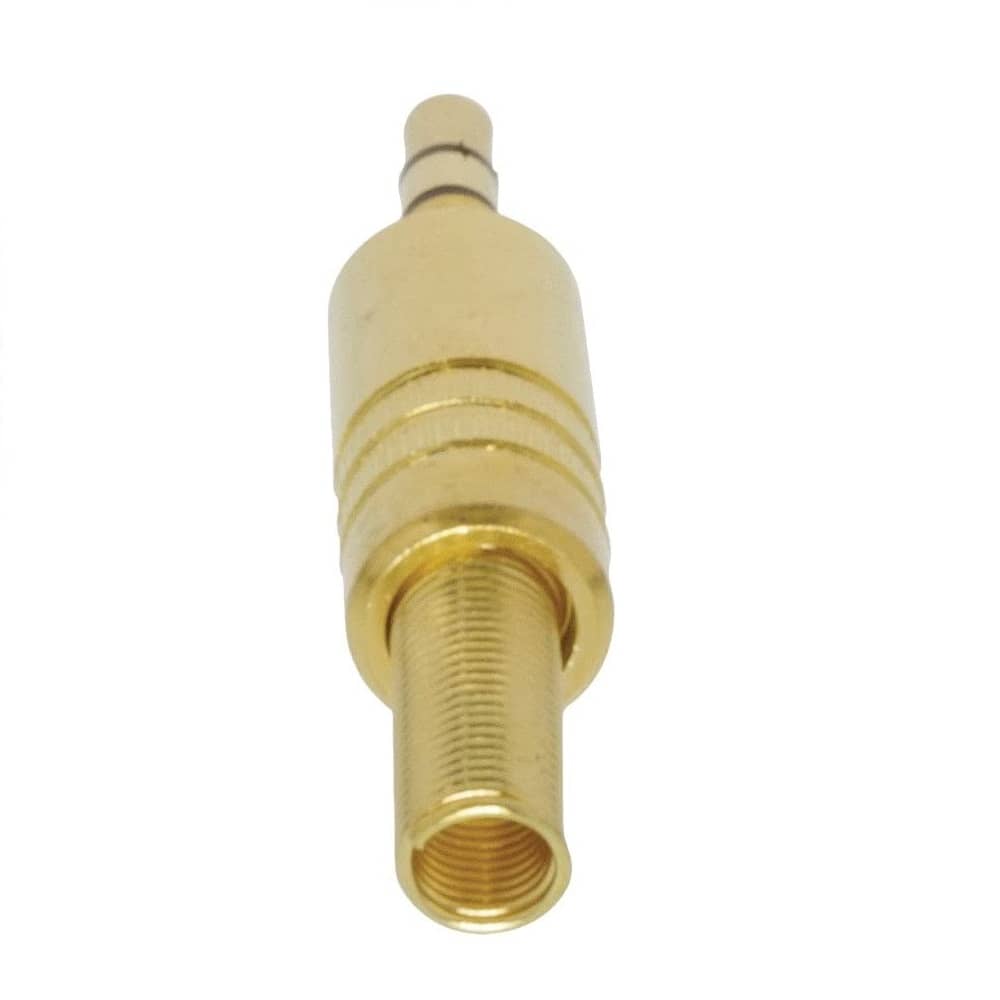 Conector audio jack macho 3.5 mm estereo  Dorado