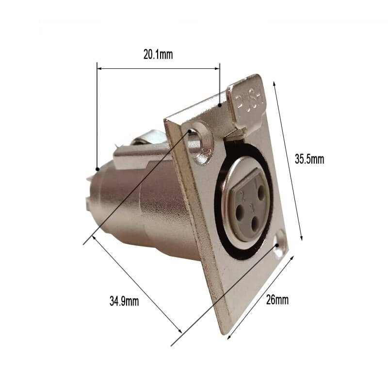 Conector chasis microfono XLR 3 pin hembra  Gris