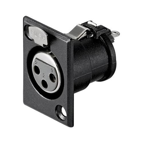 Conector chasis microfono XLR 3 pin hembra  Negro
