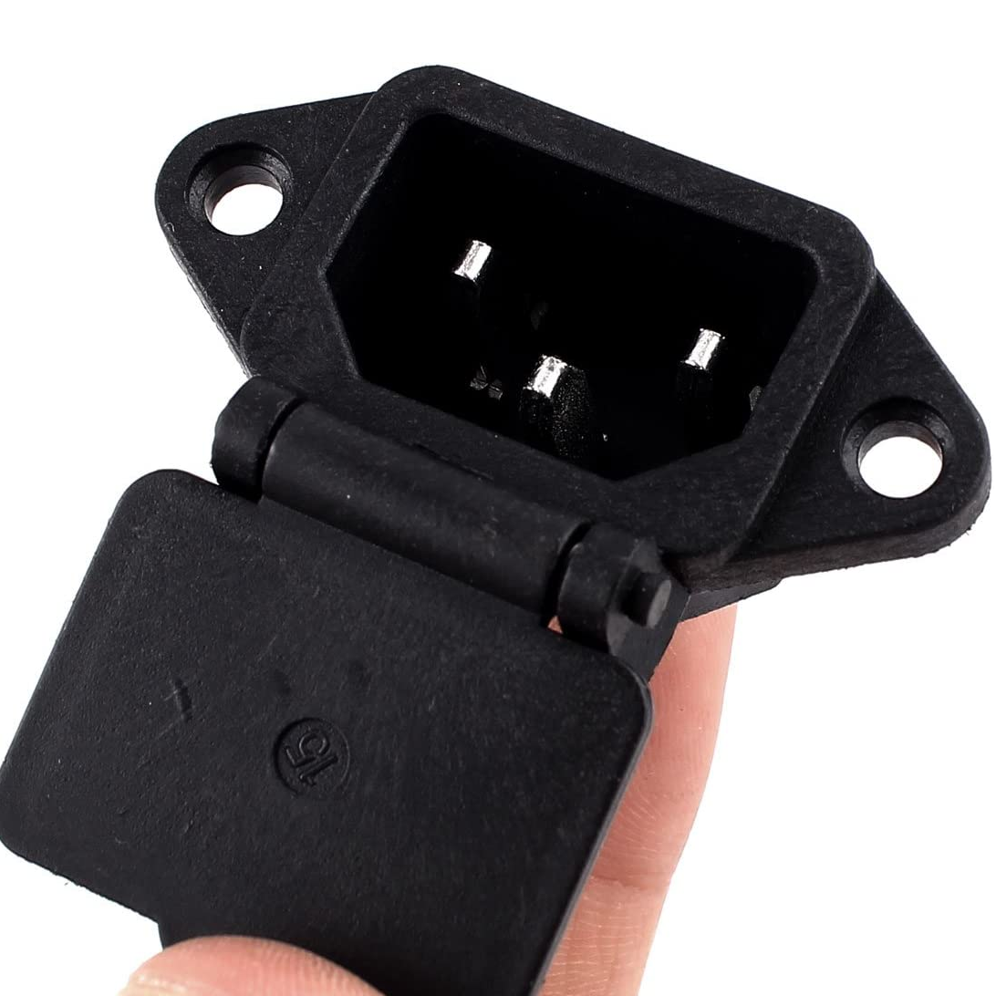 Conector de alimentacion C14 AC macho con tapa  Negro 10 A