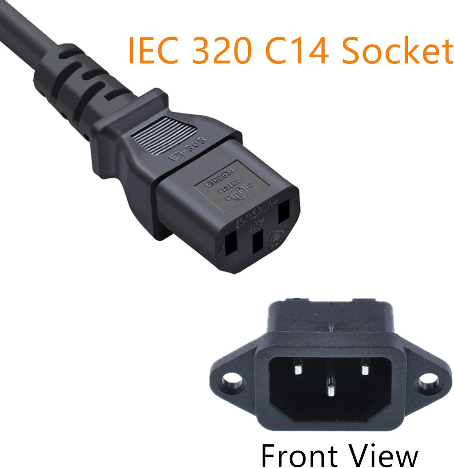 Conector de alimentacion C14 AC macho  Negro 10 A