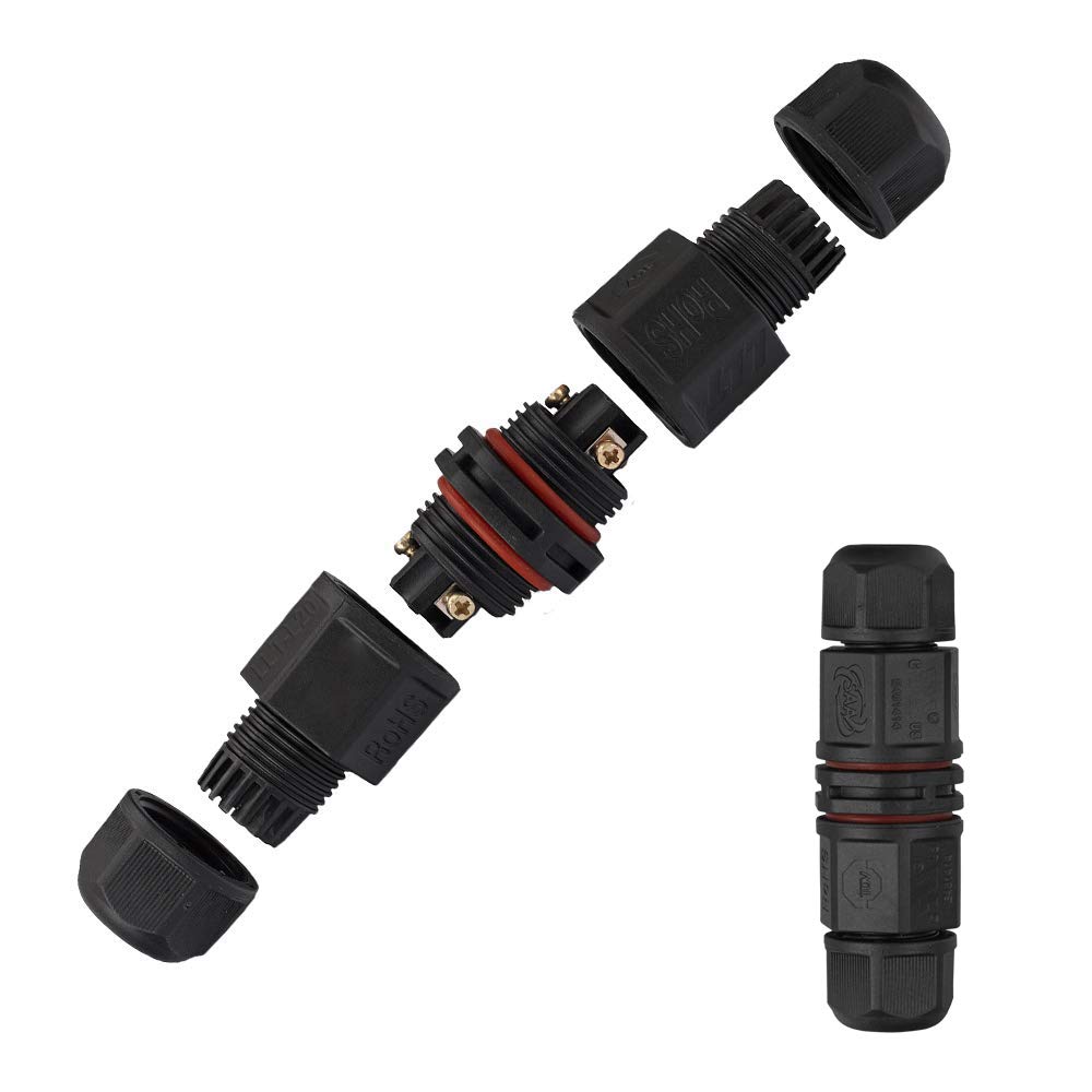 Conector de Cable Estanco 3 Contactos IP67  Negro