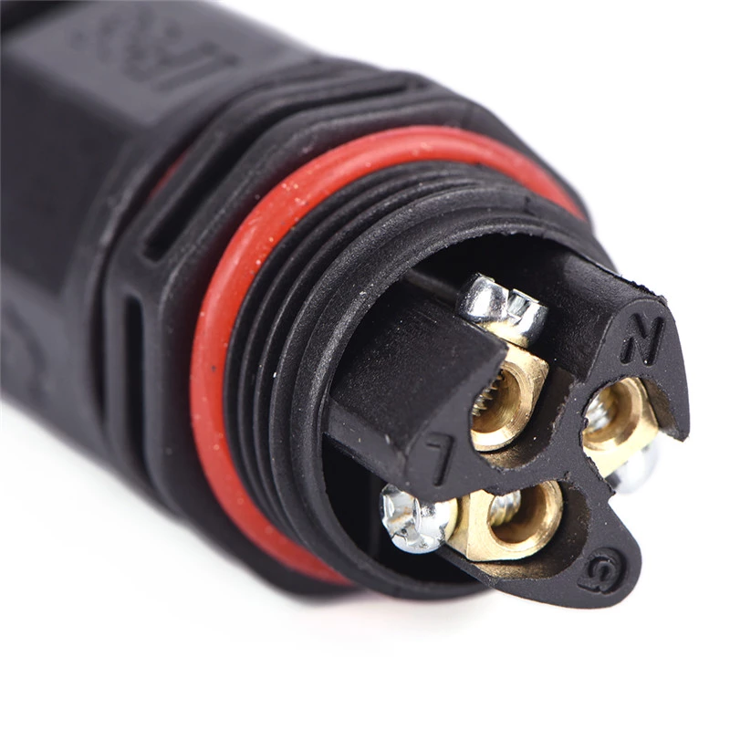 Conector de Cable Estanco 3 Contactos IP67  Negro