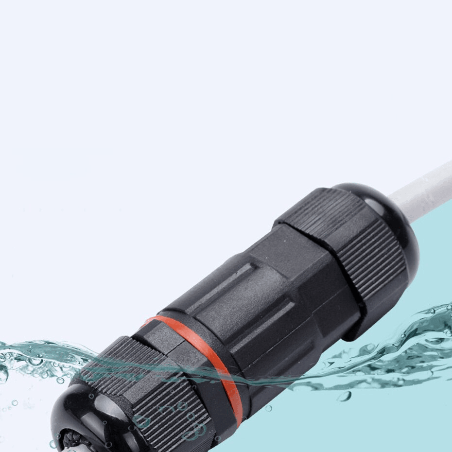 Conector de Cable Estanco 3 Contactos IP68  Negro