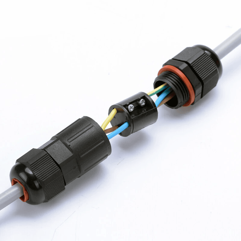 Conector de Cable Estanco 3 Contactos IP68  Negro