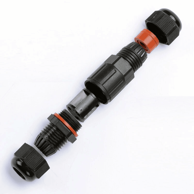 Conector de Cable Estanco 3 Contactos IP68  Negro