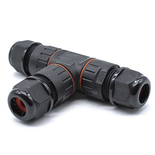 Conector de Cable Estanco 3 Contactos Tipo T IP68 corto  Negro