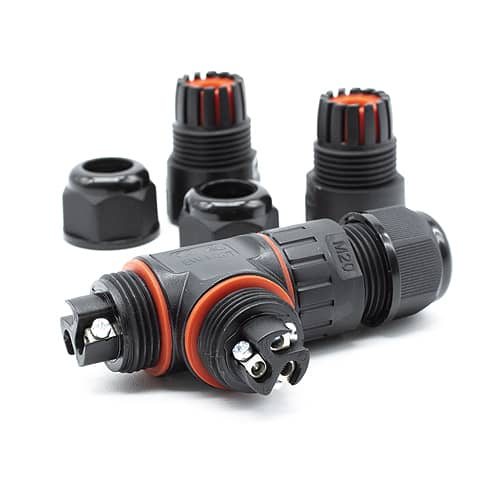 Conector de Cable Estanco 3 Contactos Tipo T IP68 corto  Negro