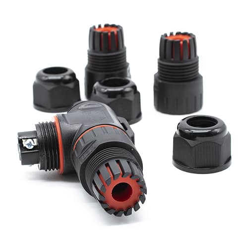 Conector de Cable Estanco 3 Contactos Tipo T IP68 corto  Negro