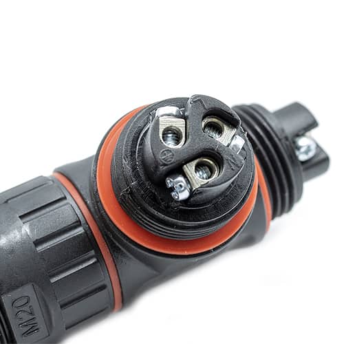 Conector de Cable Estanco 3 Contactos Tipo T IP68 corto  Negro