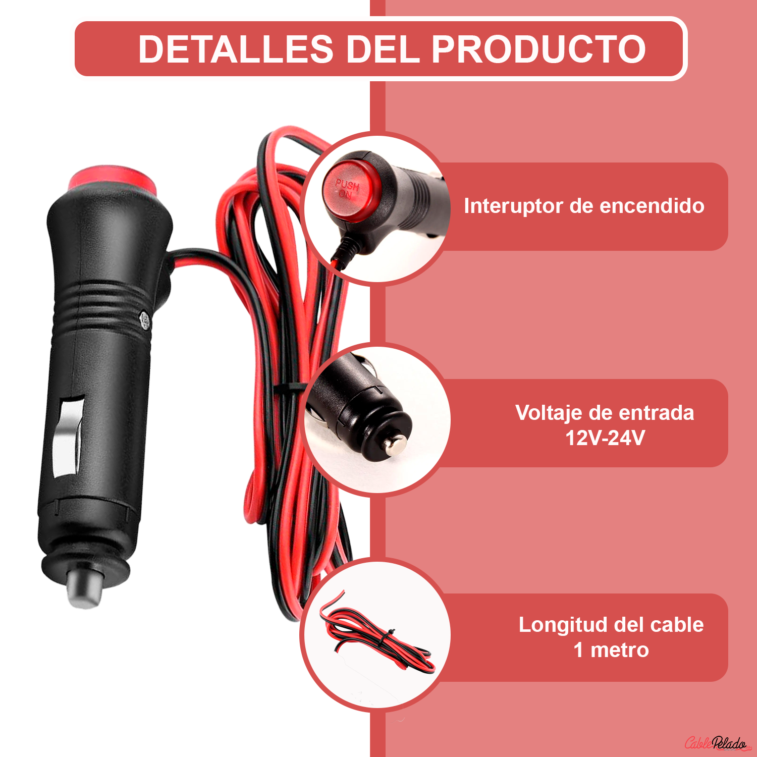 Conector De Mechero Para Coche 1 M Negro