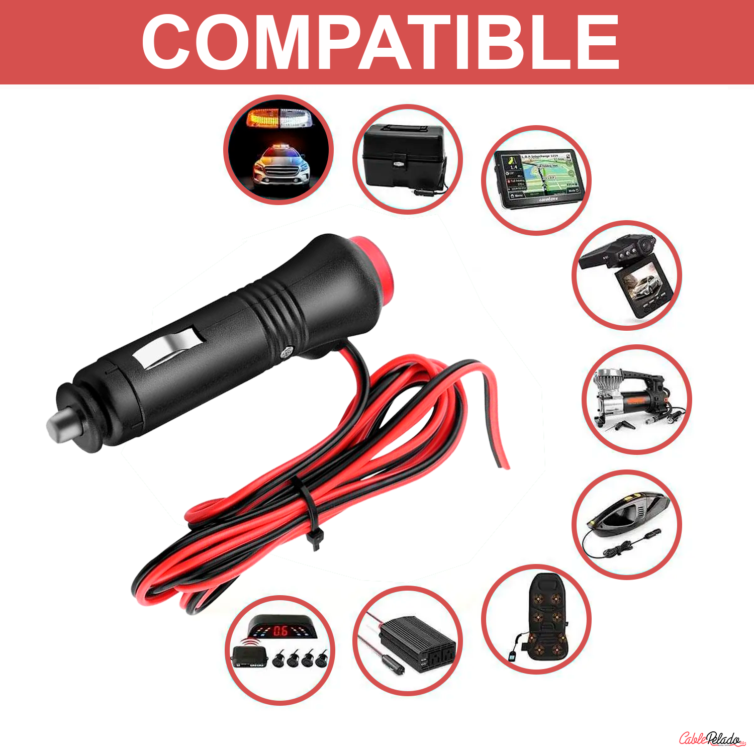 Conector De Mechero Para Coche 1 M Negro
