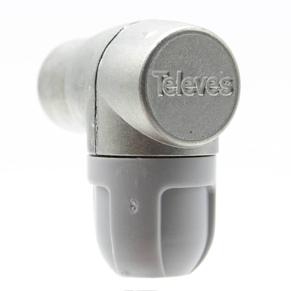 Conector F rapido blindado acodado PROEasyF  Gris