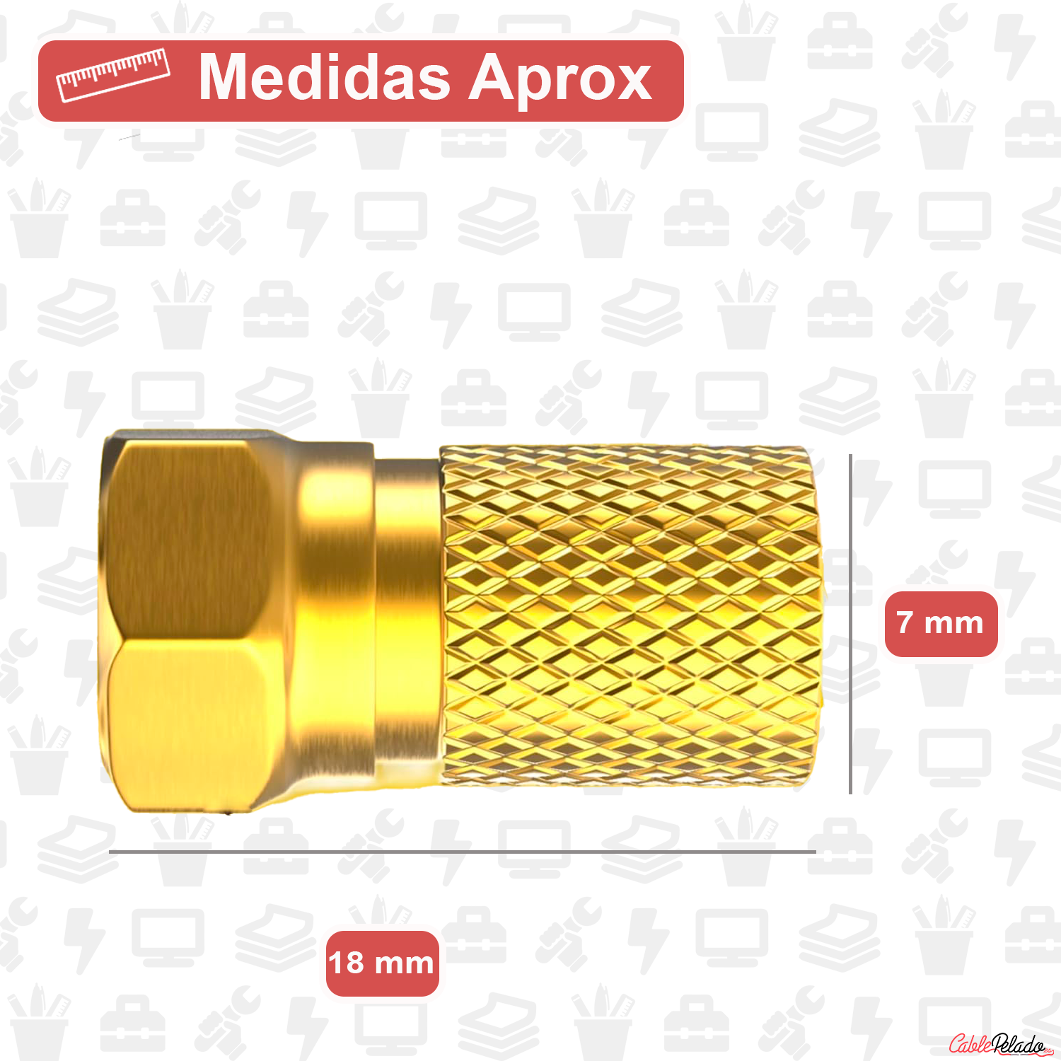 Conector F Rosca  Dorado