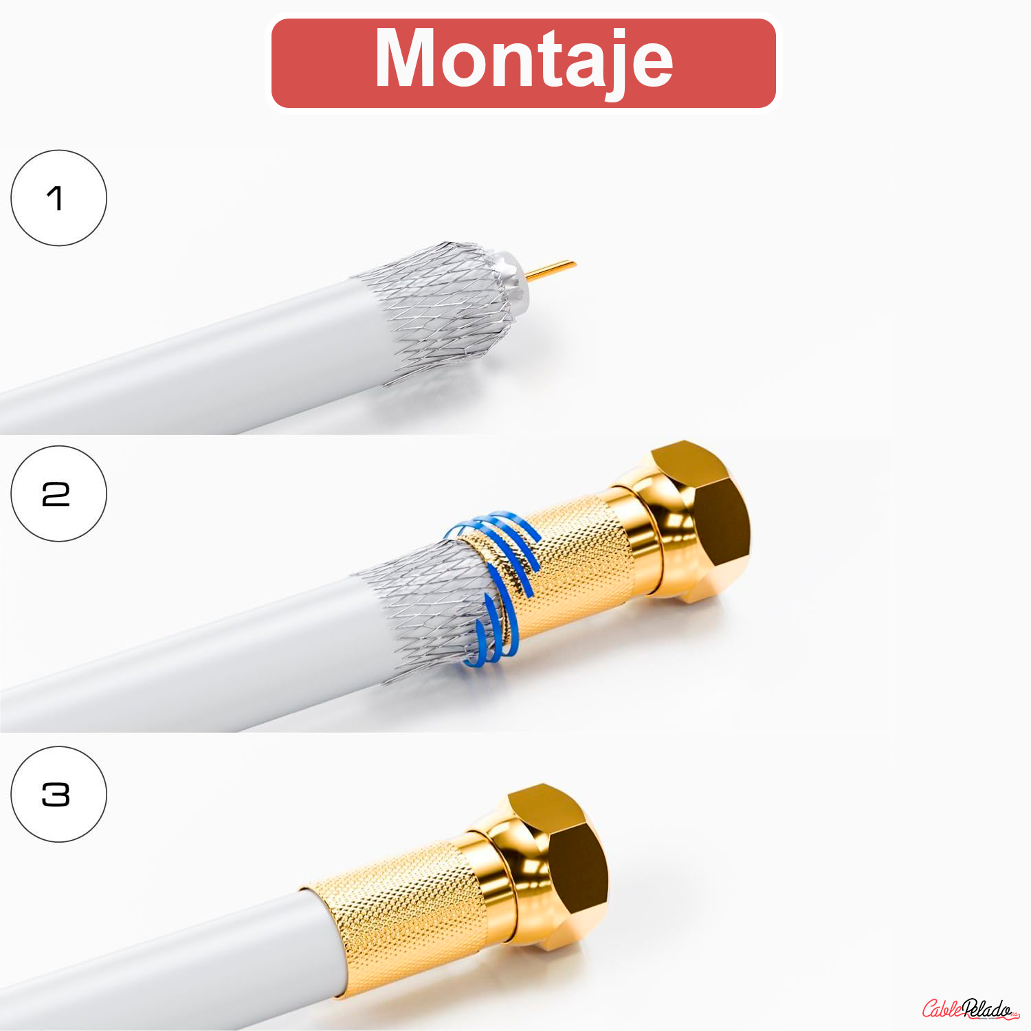 Conector F Rosca  Dorado