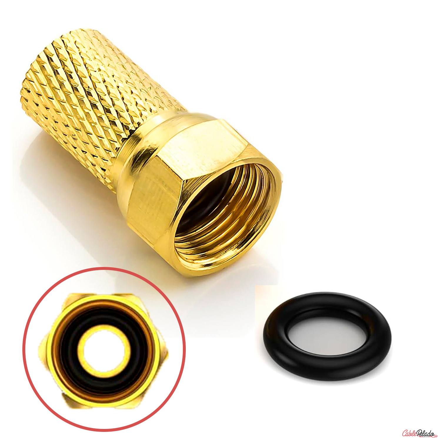 Conector F Rosca  Dorado