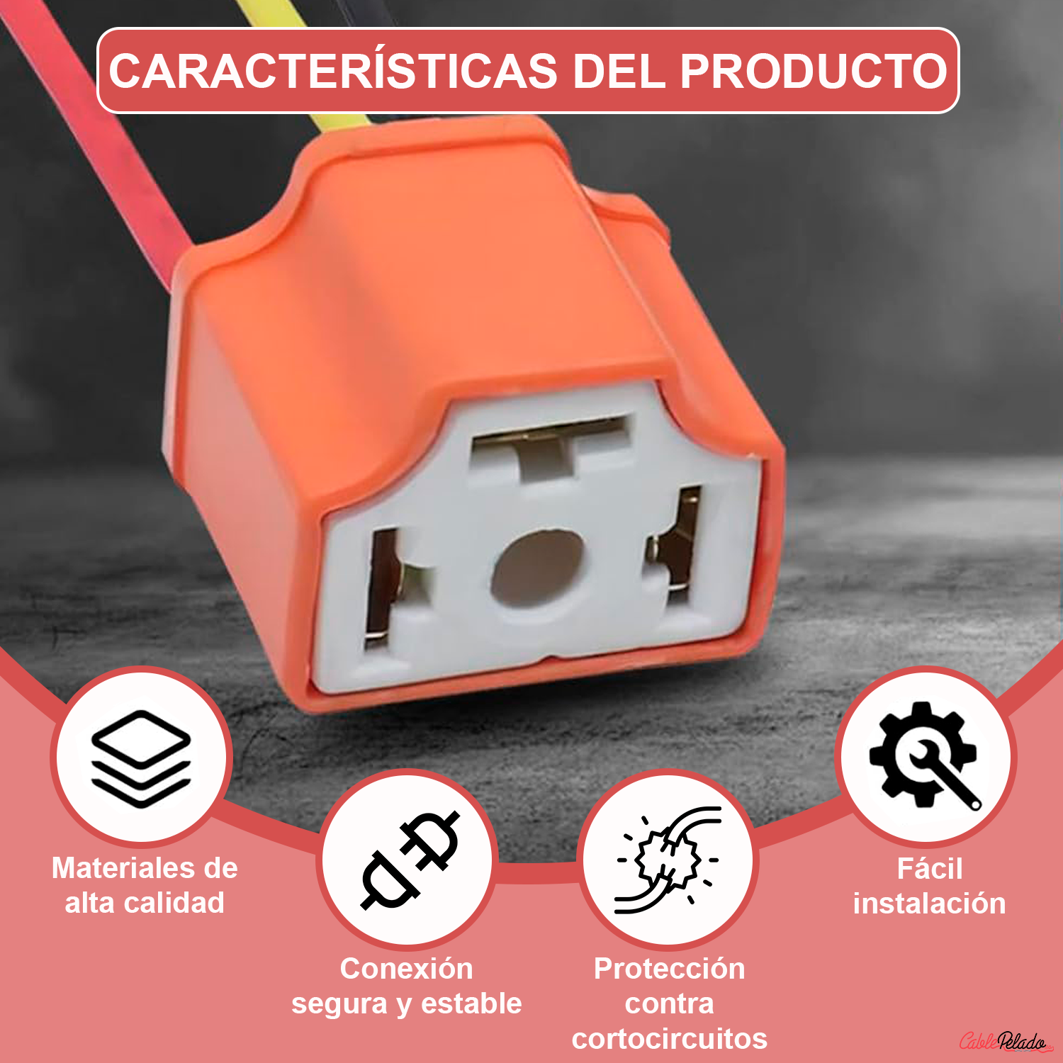 Conector H4 Para Faros Del Coche  Naranja