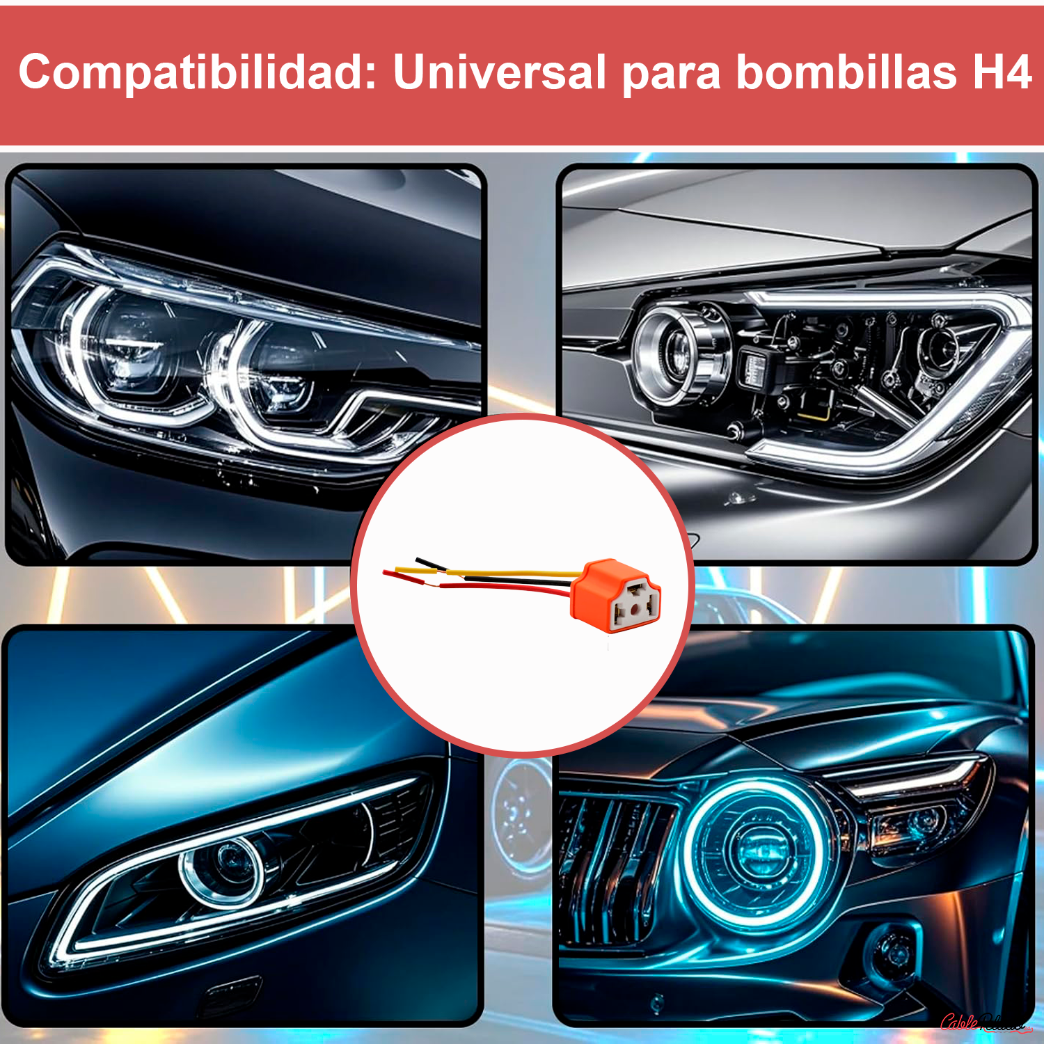 Conector H4 Para Faros Del Coche  Naranja