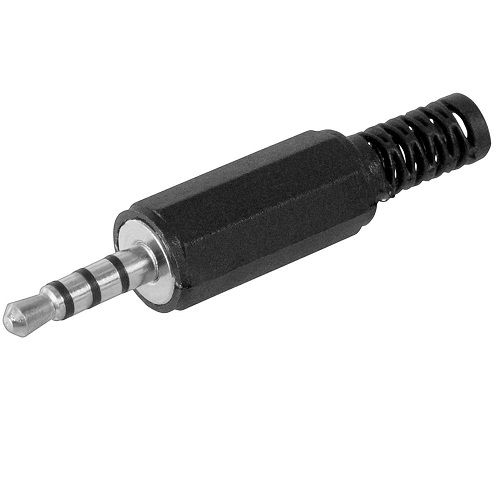 Conector audio jack 4 pines macho 3.5 mm estereo  Negro