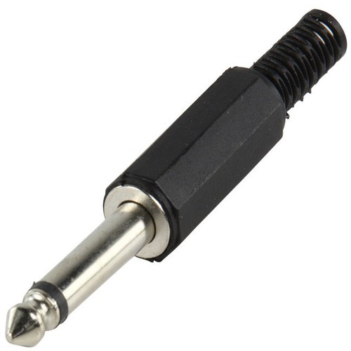 Conector audio jack 6.35 mm mono macho  Negro