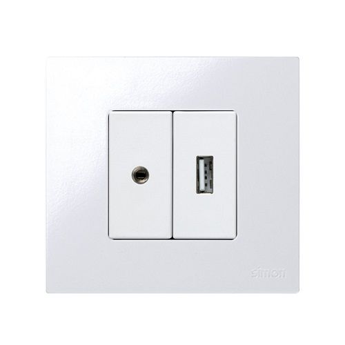 Conector mini jack 3.5mm medio elemento Simon 27 Play  Blanco