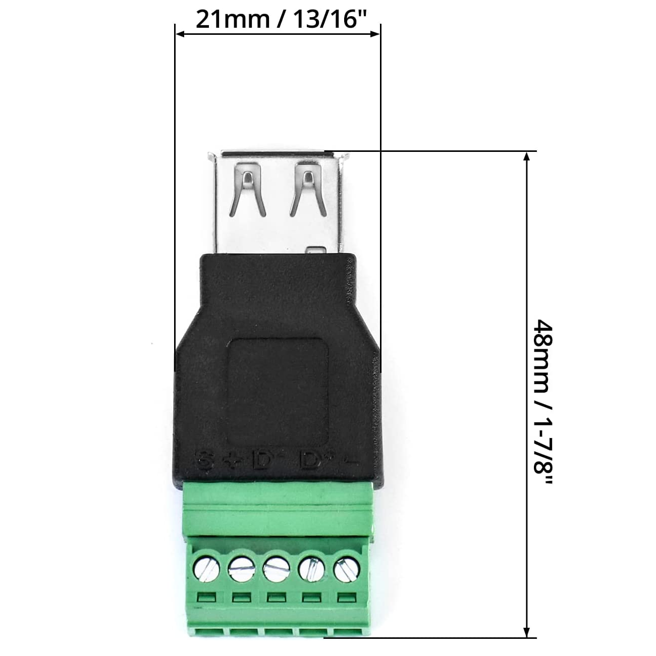 Conector USB hembra terminal de tornillo 5 pin  Negro
