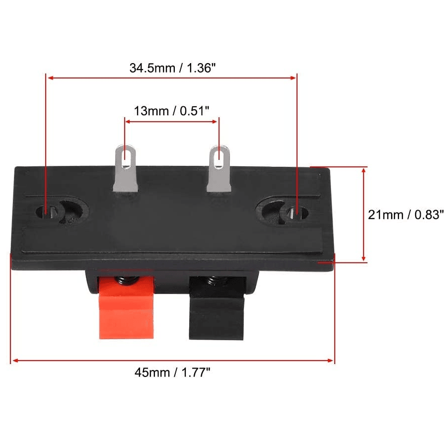 Conjunto de 2 bornes para altavoz rectangular  Negro