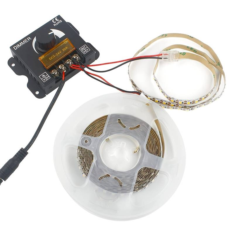 Controlador Dimmer de intensidad tira led 12V 24V 30A  Negro