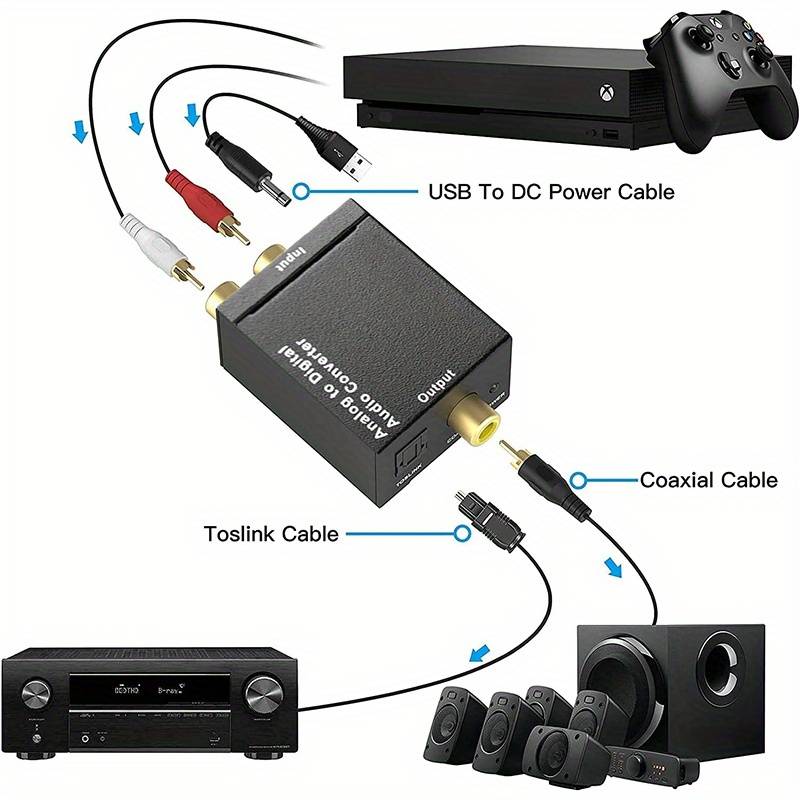 Convertidor audio digital optical a analogico RCA  Negro