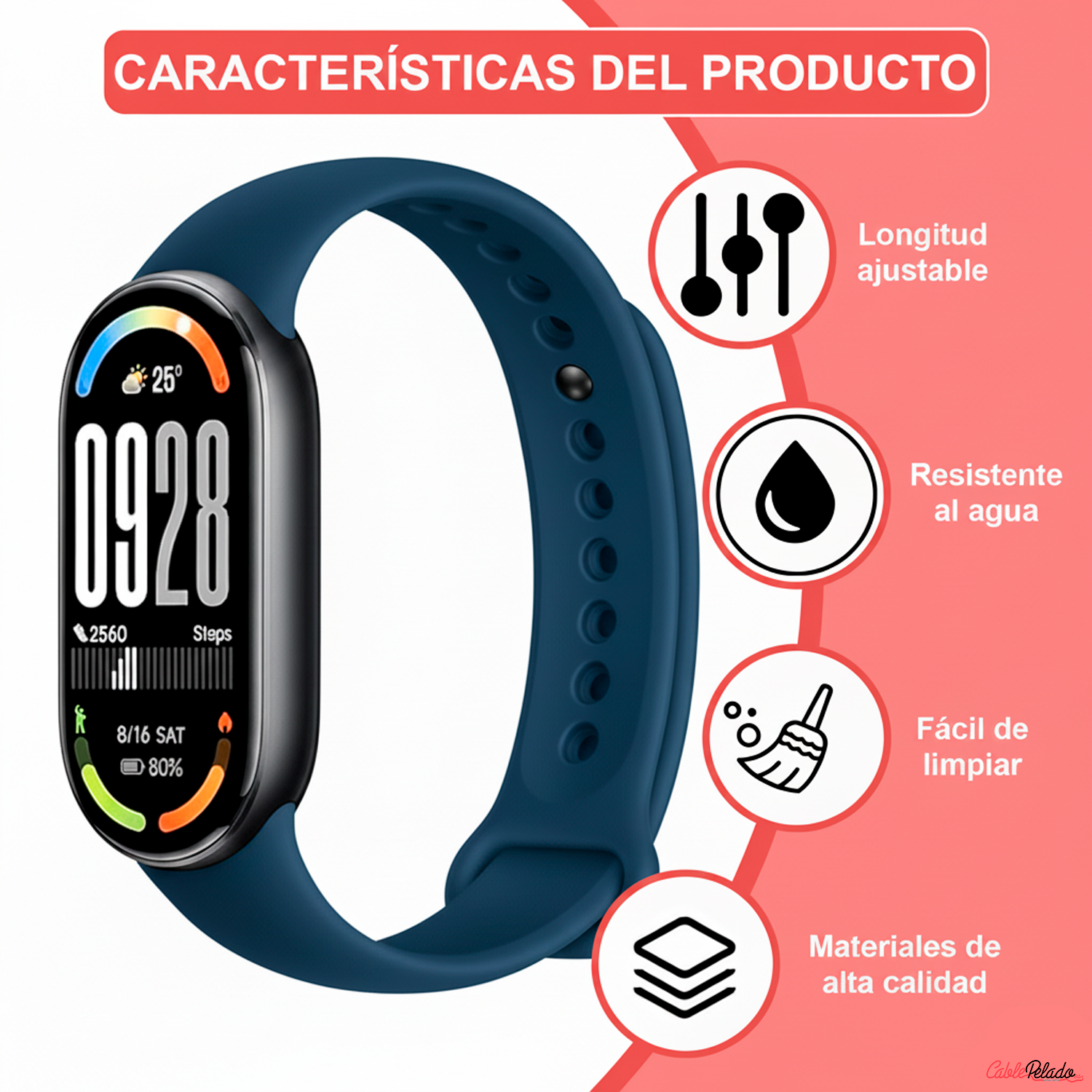Correa De Silicona Para Xiaomi Mi Band 8,9 Y 10  Azul oscuro