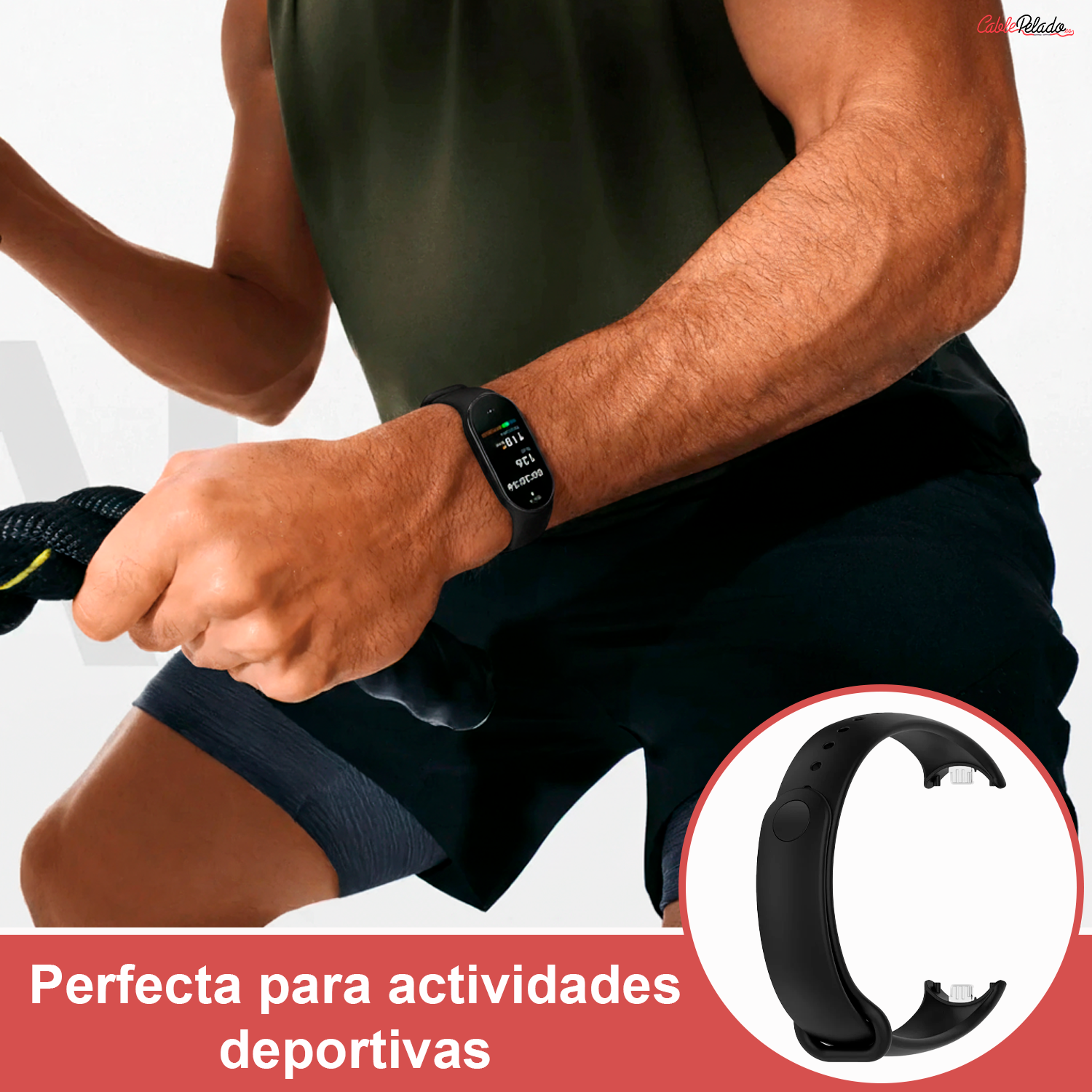 Correa De Silicona Para Xiaomi Mi Band 8,9 Y 10  Negro