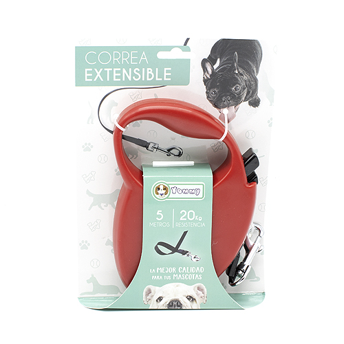 Correa extensible para perros de tamaño mediano y pequeño 5 M Rojo