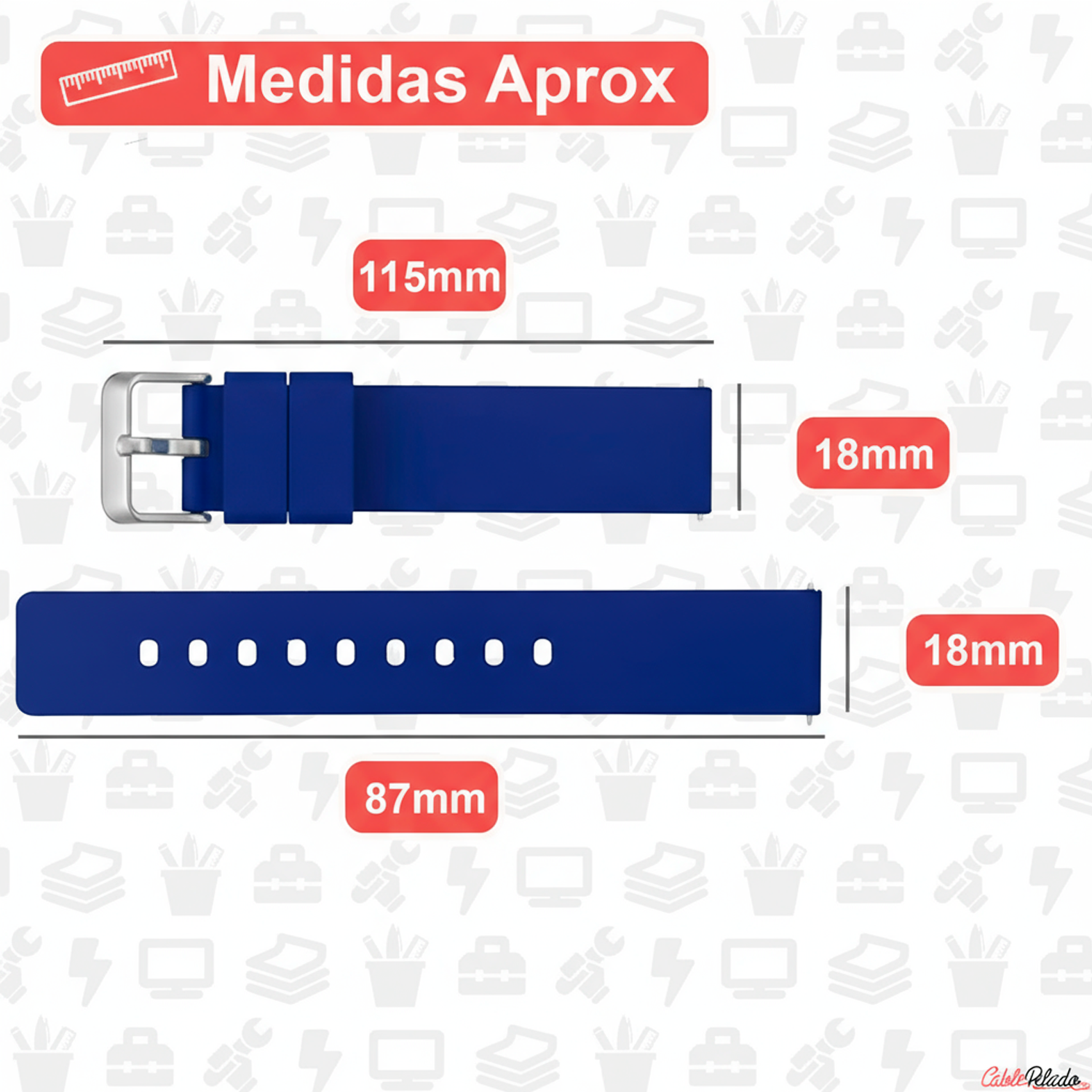 Correa Reloj Silicona Liberación Rápida 18 mm Azul