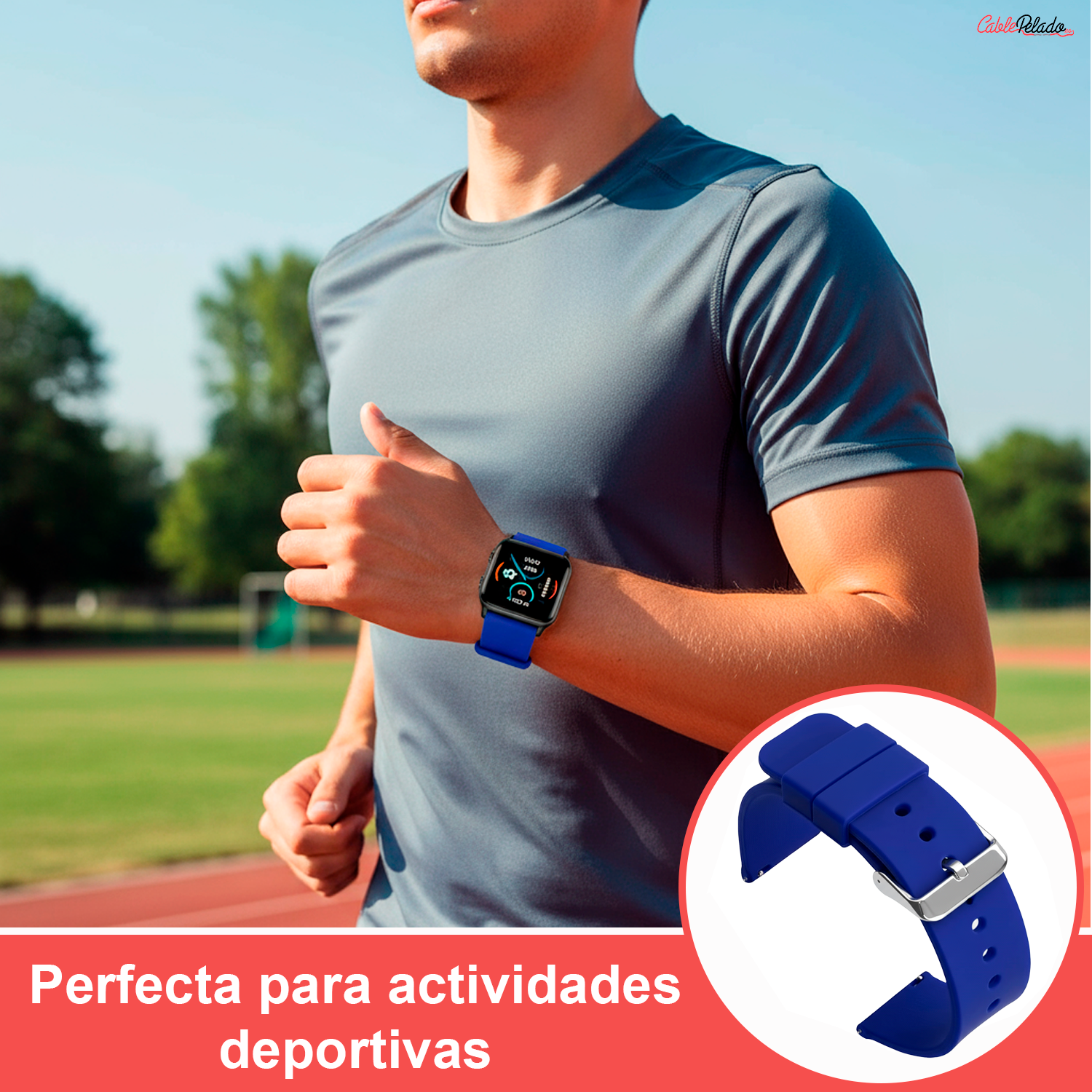 Correa Reloj Silicona Liberación Rápida 18 mm Azul