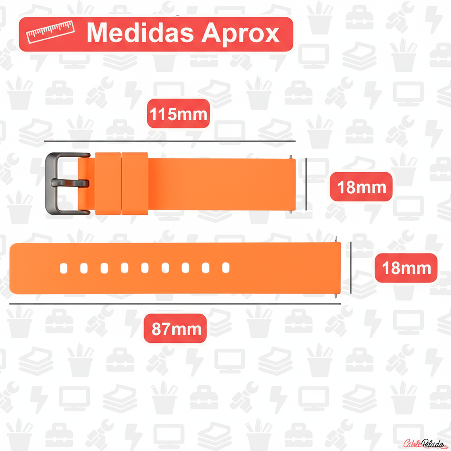 Correa Reloj Silicona Liberación Rápida 18 mm Naranja