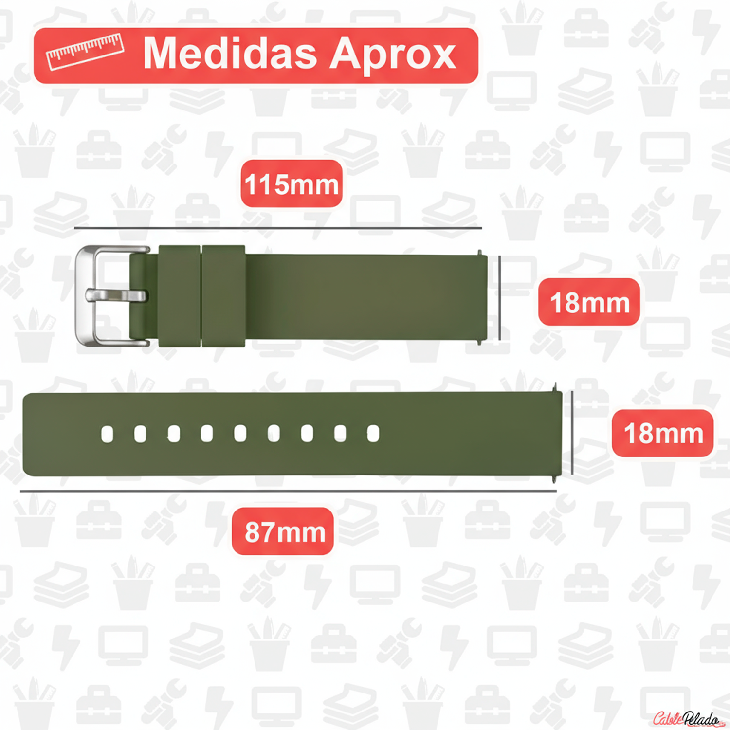Correa Reloj Silicona Liberación Rápida 18 mm Verde