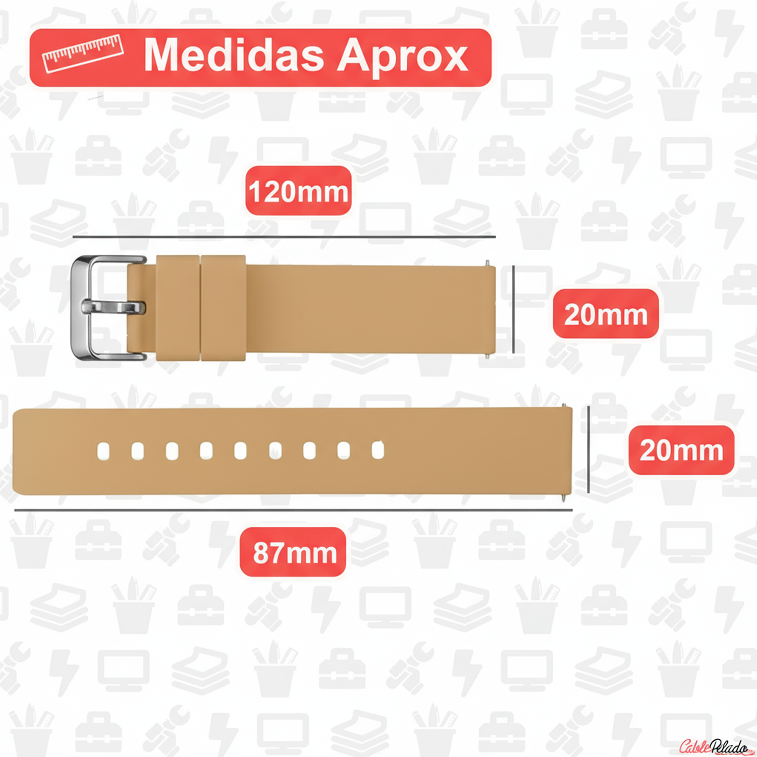Correa Reloj Silicona Liberación Rápida 20 mm Beige