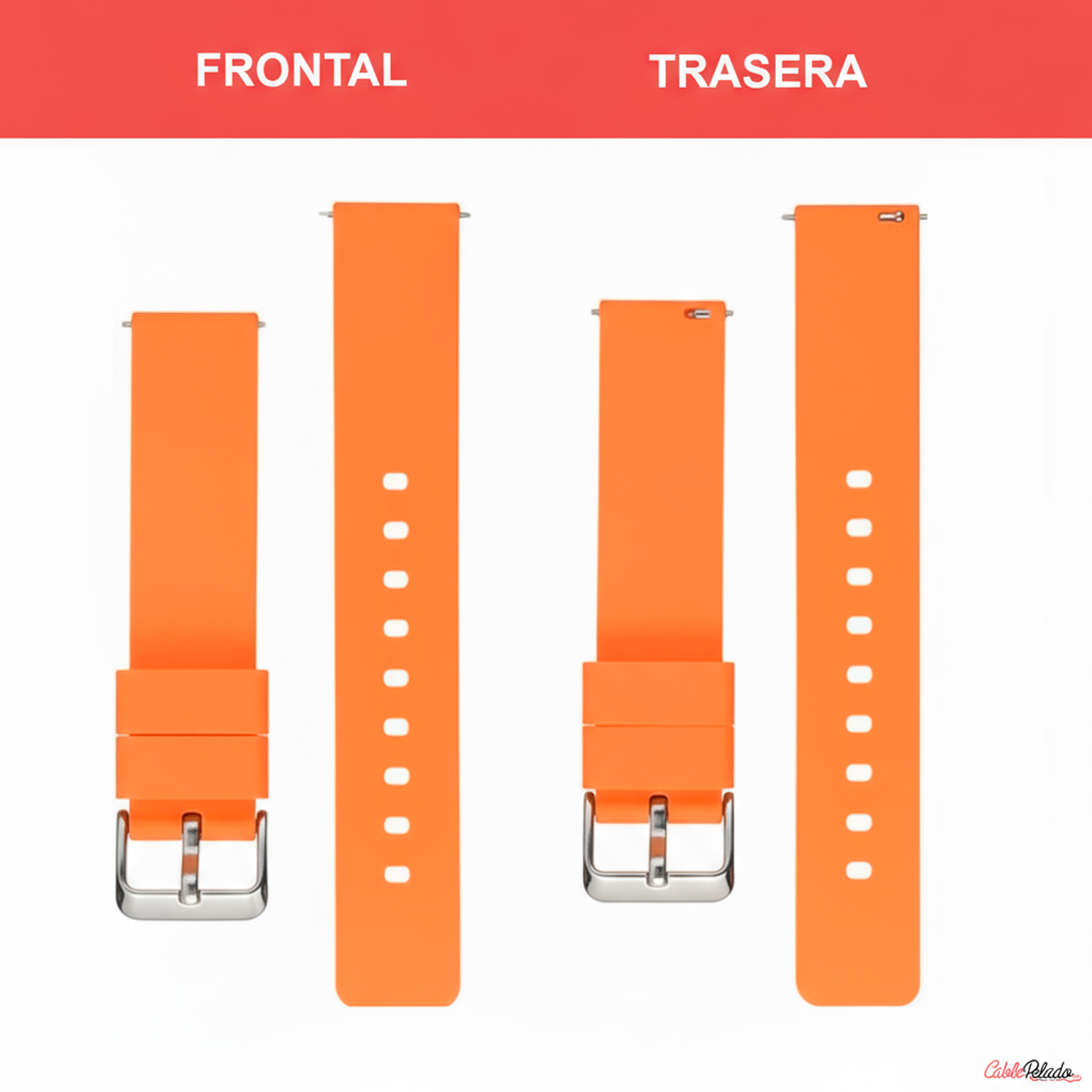 Correa Reloj Silicona Liberación Rápida 20 mm Naranja