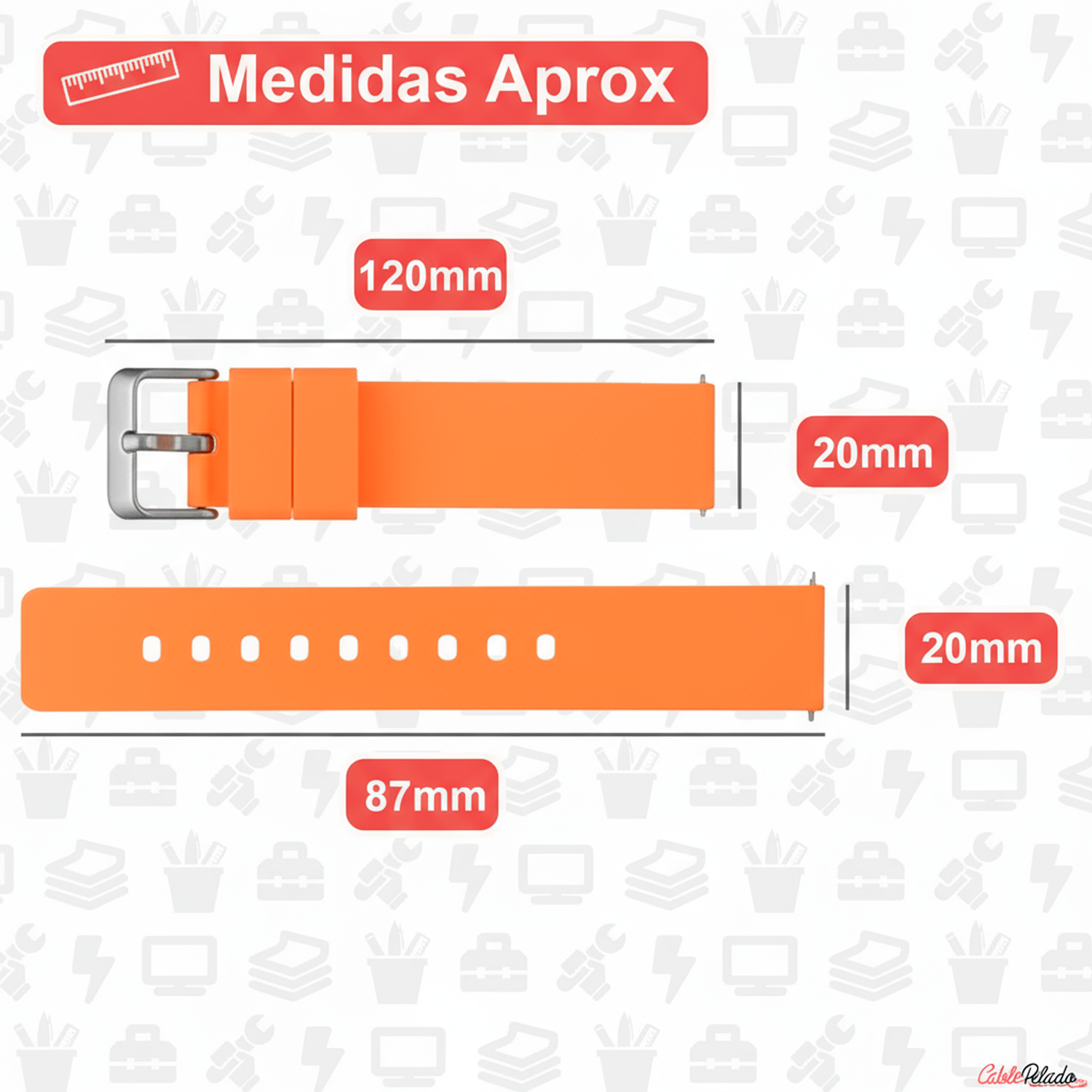 Correa Reloj Silicona Liberación Rápida 20 mm Naranja