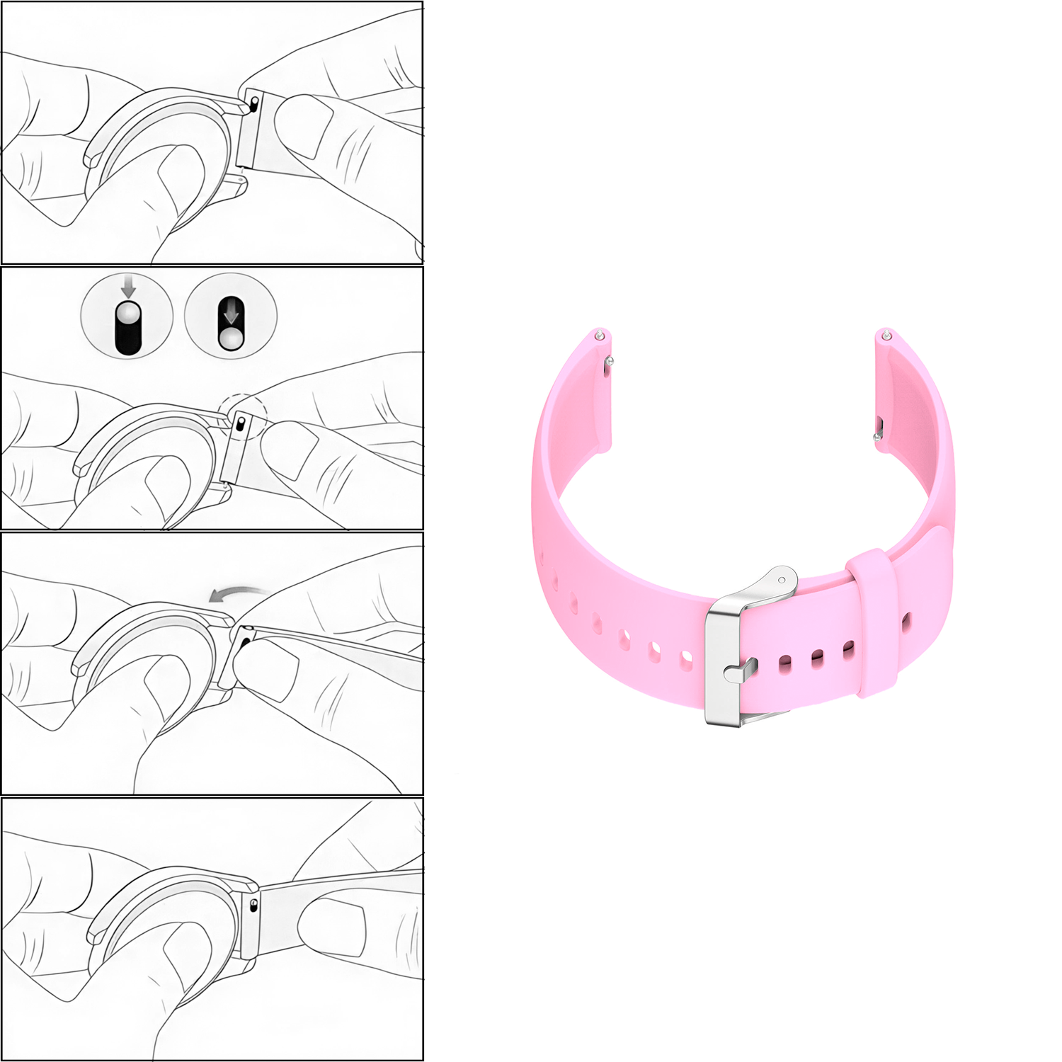 Correa reloj silicona liberacion rapida v2 20 mm Rosa